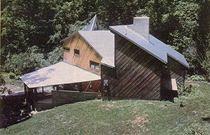 The multi-angled roof is covered with a commercially available, weather-resistant, layered membrane.